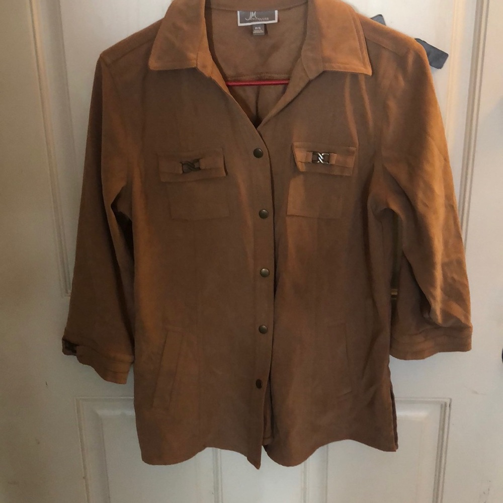 Suede button up top